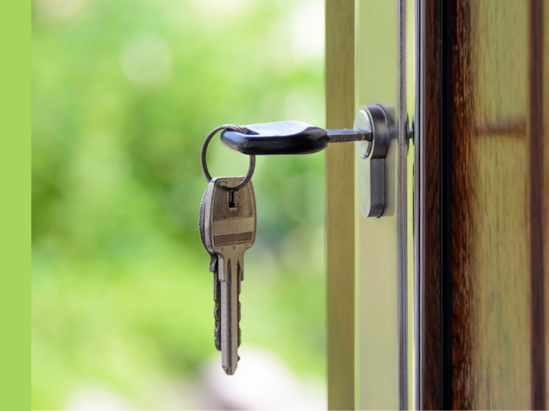 House key in front door lock