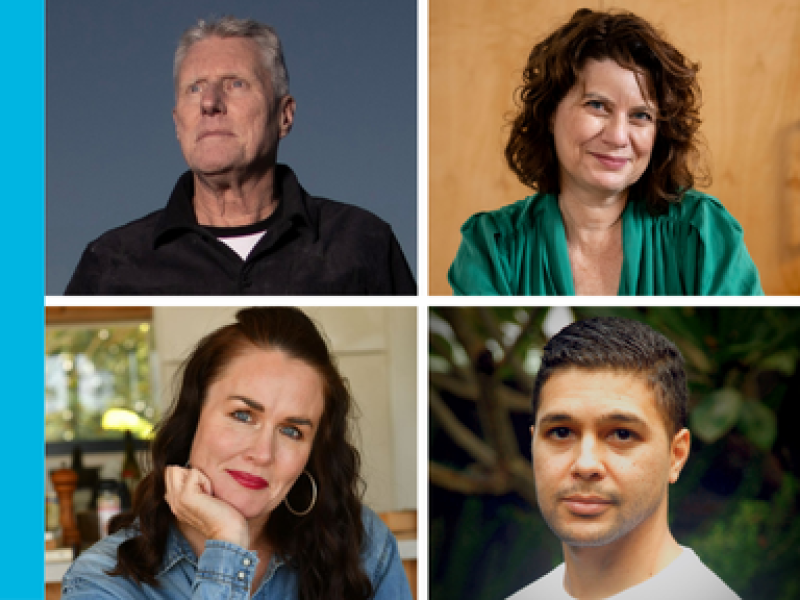 Headshots of the four authors featuring at the Winter Writers Roundtable - Michael Brissenden, Suzanne Leal, Siobhan O’Brien and Zahid Gamieldien 